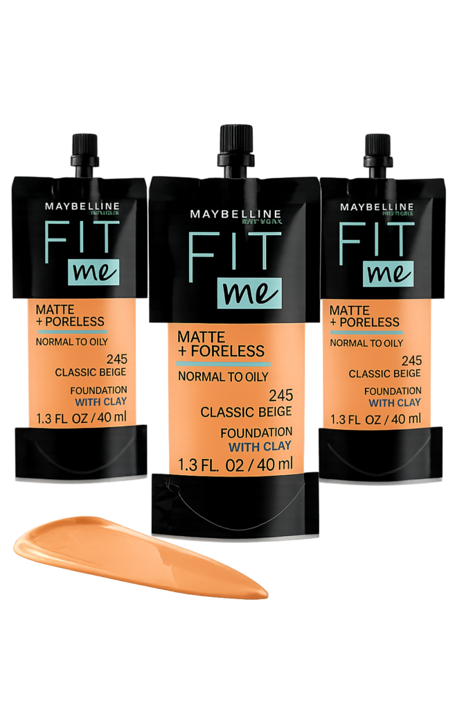 Maybelline Fit Me Matte + Poreless Foundation Pouch 245 Classic Beige