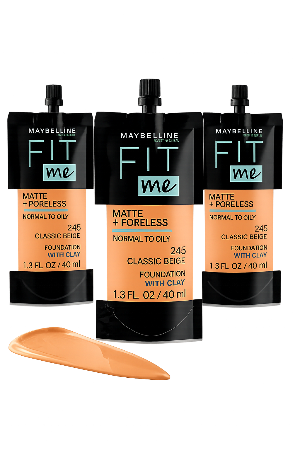 Maybelline Fit Me Matte + Poreless Foundation Pouch 245 Classic Beige